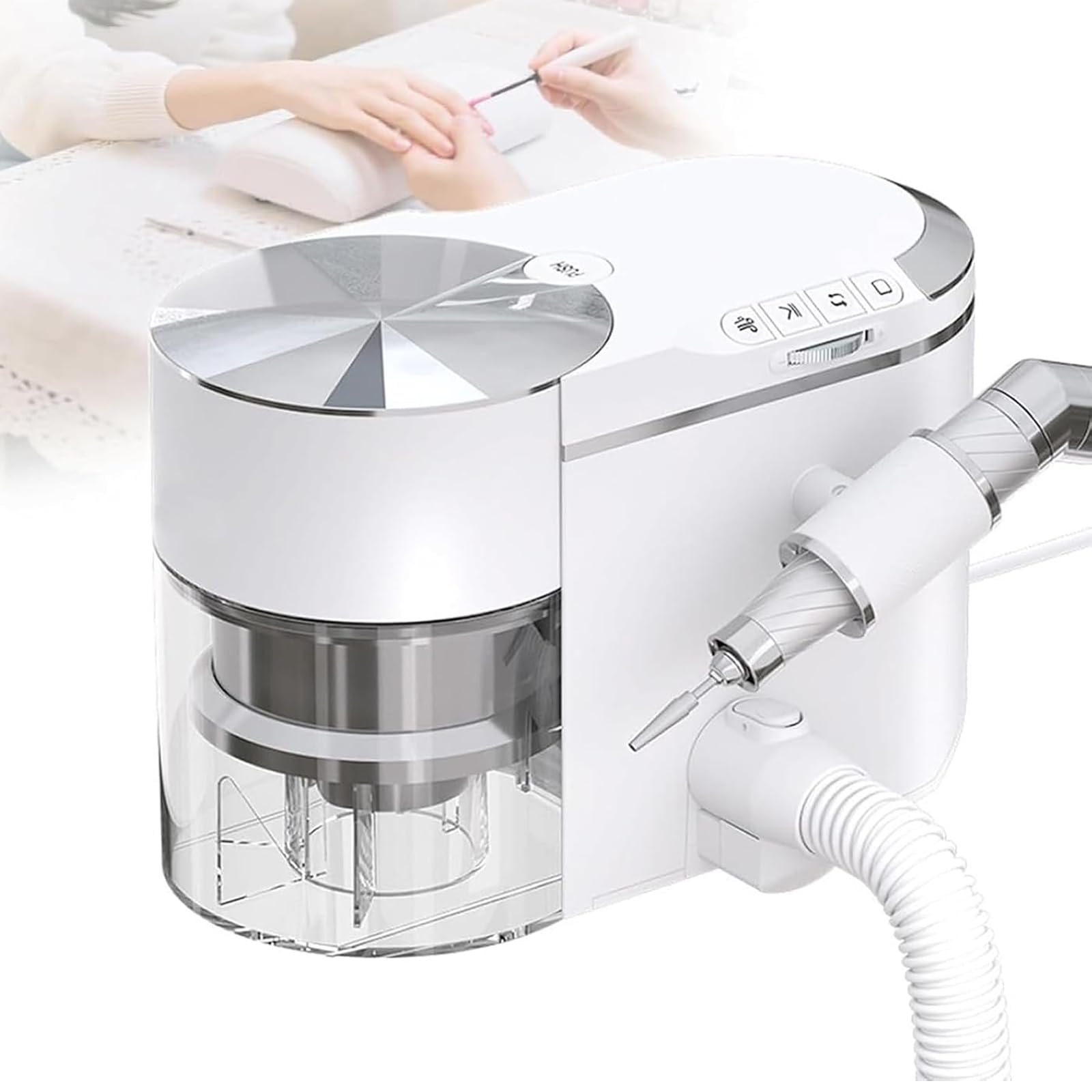 Aspirateur De Poussière D'ongles Professionnel 2 en 1 avec Ponceuse Intégrée, Silencieux, Plusieurs Modes De Fonctionnement, Aspiration Puissante, Idéal pour La Manucure Et Les Salons