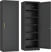 Vista 10 de Ckzbk - Armario de almacenamiento de 51.18 pulgadas de alto, gabinete de baño de metal para despensa, con 3 estantes ajustables para cocina, oficina