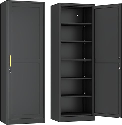 Miniatura 10 de Ckzbk - Armario de almacenamiento de 51.18 pulgadas de alto, gabinete de baño de metal para despensa, con 3 estantes ajustables para cocina, oficina