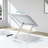 Vista 6 de OMOTON Adjustable Laptop Stand, Ergonomic Aluminum Laptop Holder Riser with Cooling Function, Compatible with MacBook Pro/Air, Dell, HP, Lenovo and