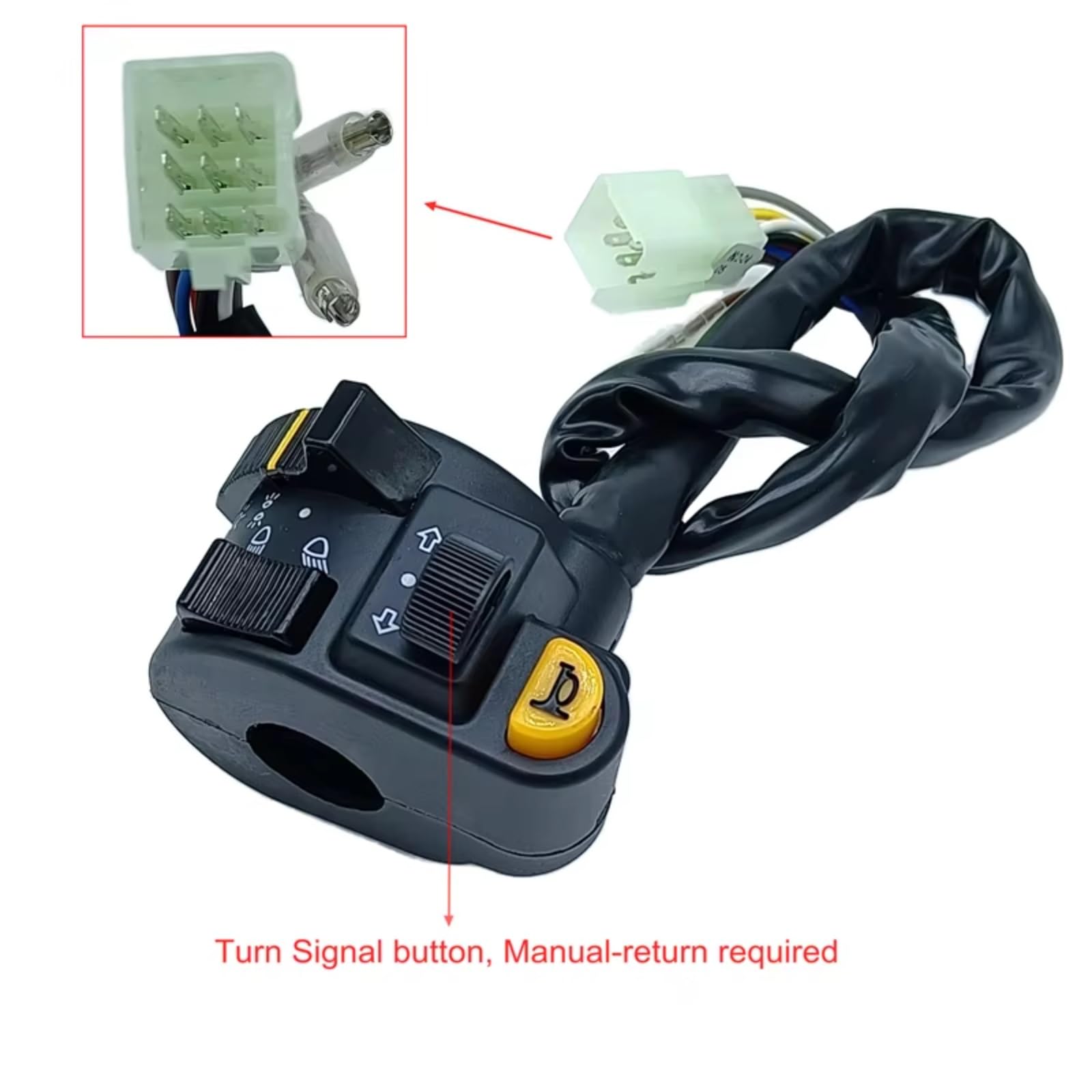 Moto puesta en marcha Interruptor 22mm Interruptor Manillar Motocicleta Para Bocina Faros Luces Antiniebla Intermitentes ATV Para Scooter Triciclo Universales De 12 V Accesorios