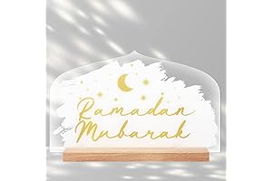 Ramadan Mubarak Acrylic Table Centerpiece and Decoration (7.1 x 4.3 Inches)