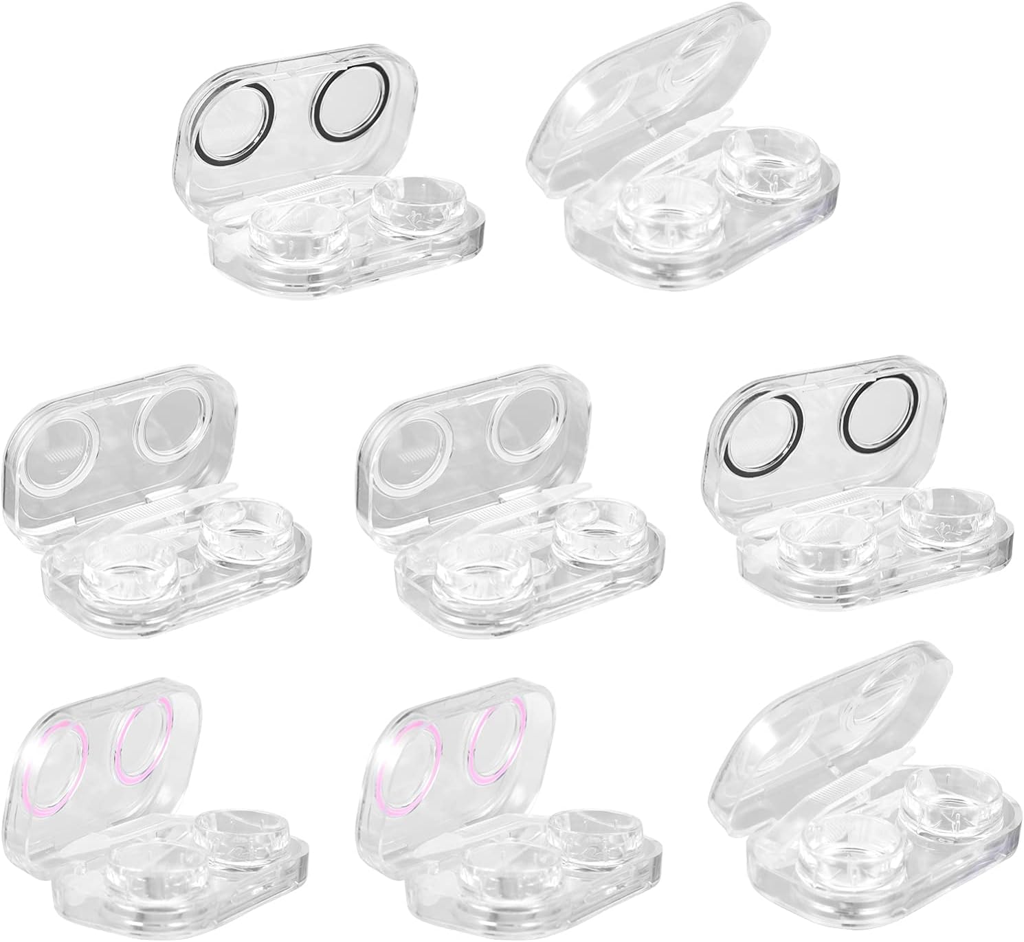 8Pcs Clear Contact Lens Case Mini Clear Flip Top Contact Lens Case Cute