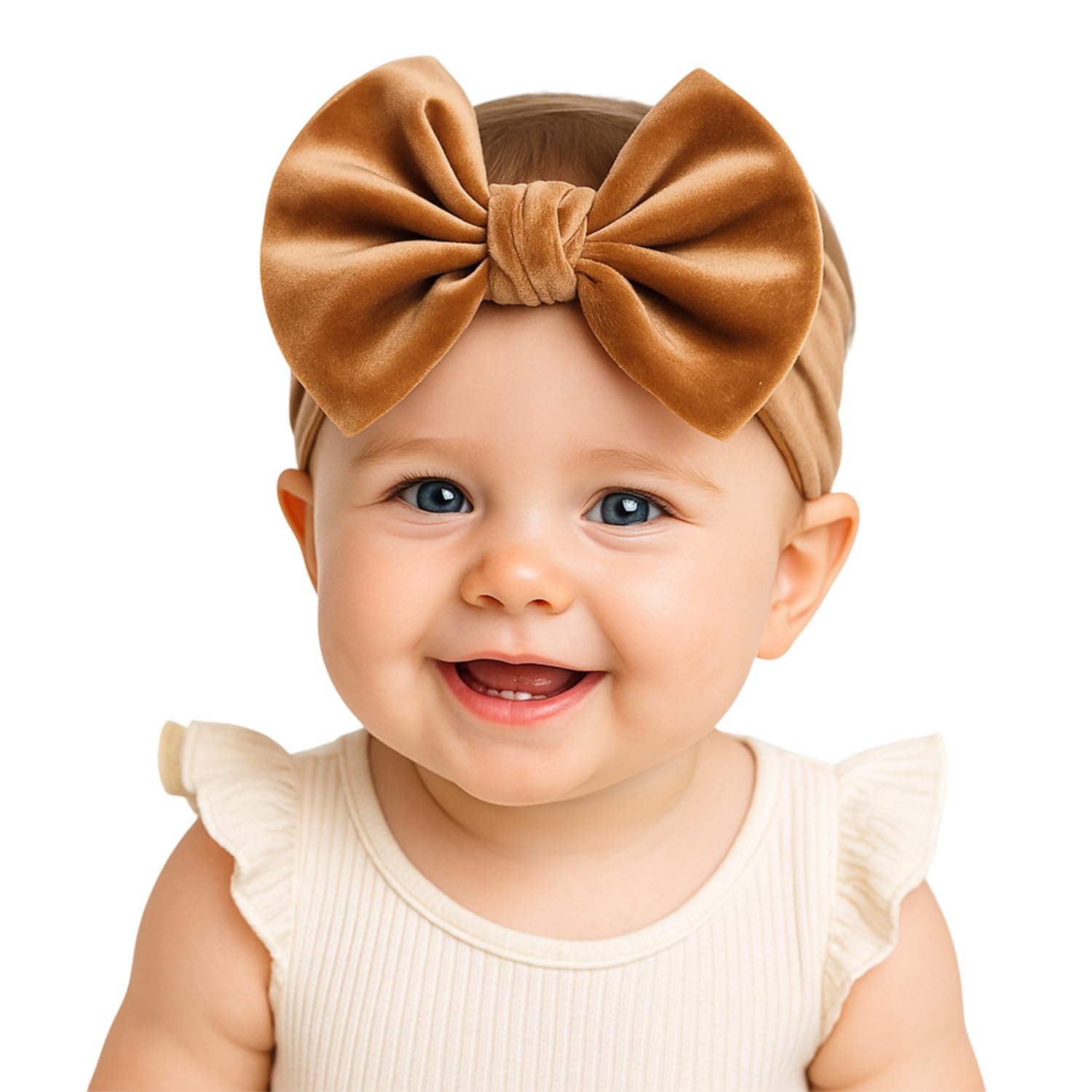 SYGA Baby Headbands Soft Velvet Bow Strechable Hairbands Newborn Infant Toddlers Kids 0-3 Years (Golden)-image-20