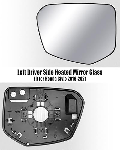 Miniatura 9 de Espejo de pasajero de repuesto lateral derecho con calefacción eléctrica para Honda Civic 2016-2021 Envix 2018-2022 Crider 2019-2022, espejo