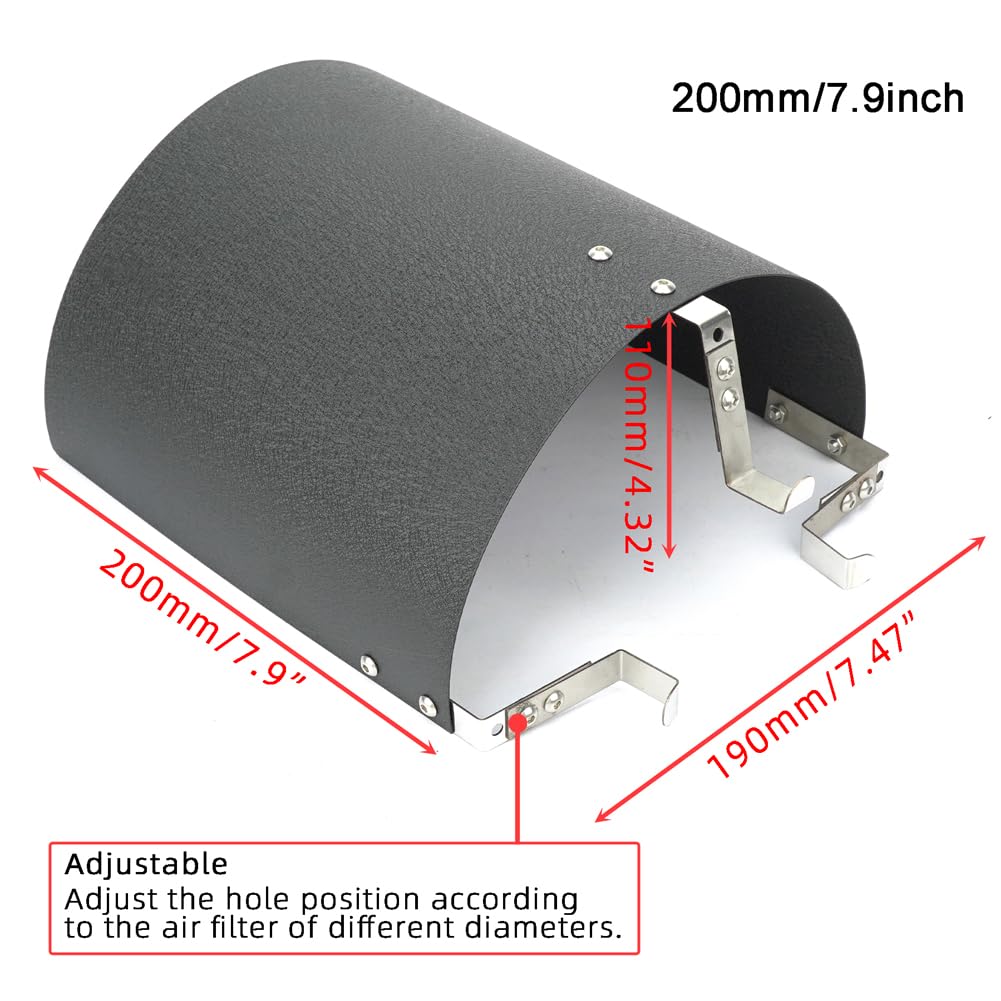 Copertura universale per filtro aria auto, scudo termico in acciaio inox, per filtri conici o cilindrici da 2,5-4'' (Big)