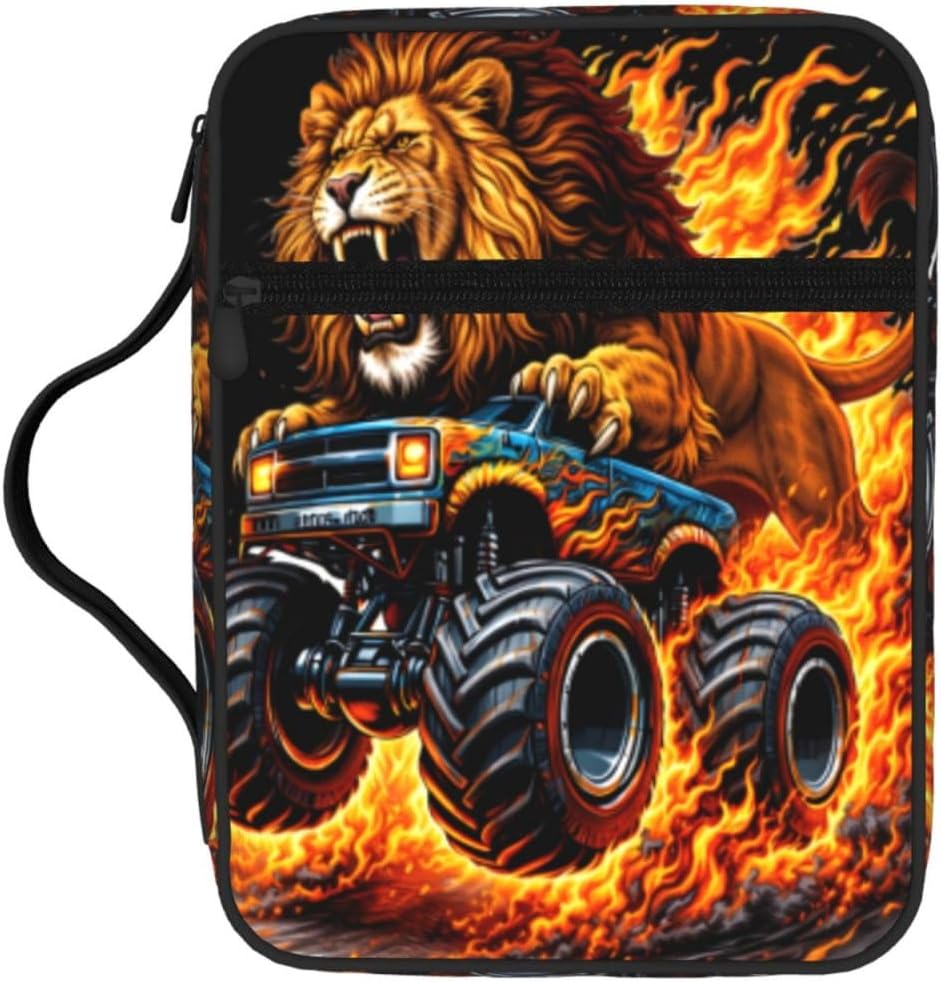 Truck Fire Lion Bible Cover Bag