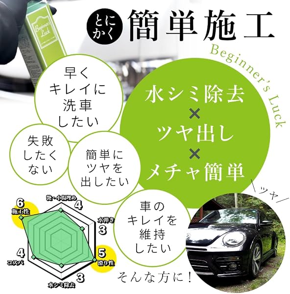【ながら洗車】Beginner's luck『 洗車後の拭き上げならビギナーズラック! 』 コーティング剤 車 クイックディテーラー 軽度な水シミも同時に除去 ドライセカンド付き (350ml) - 4