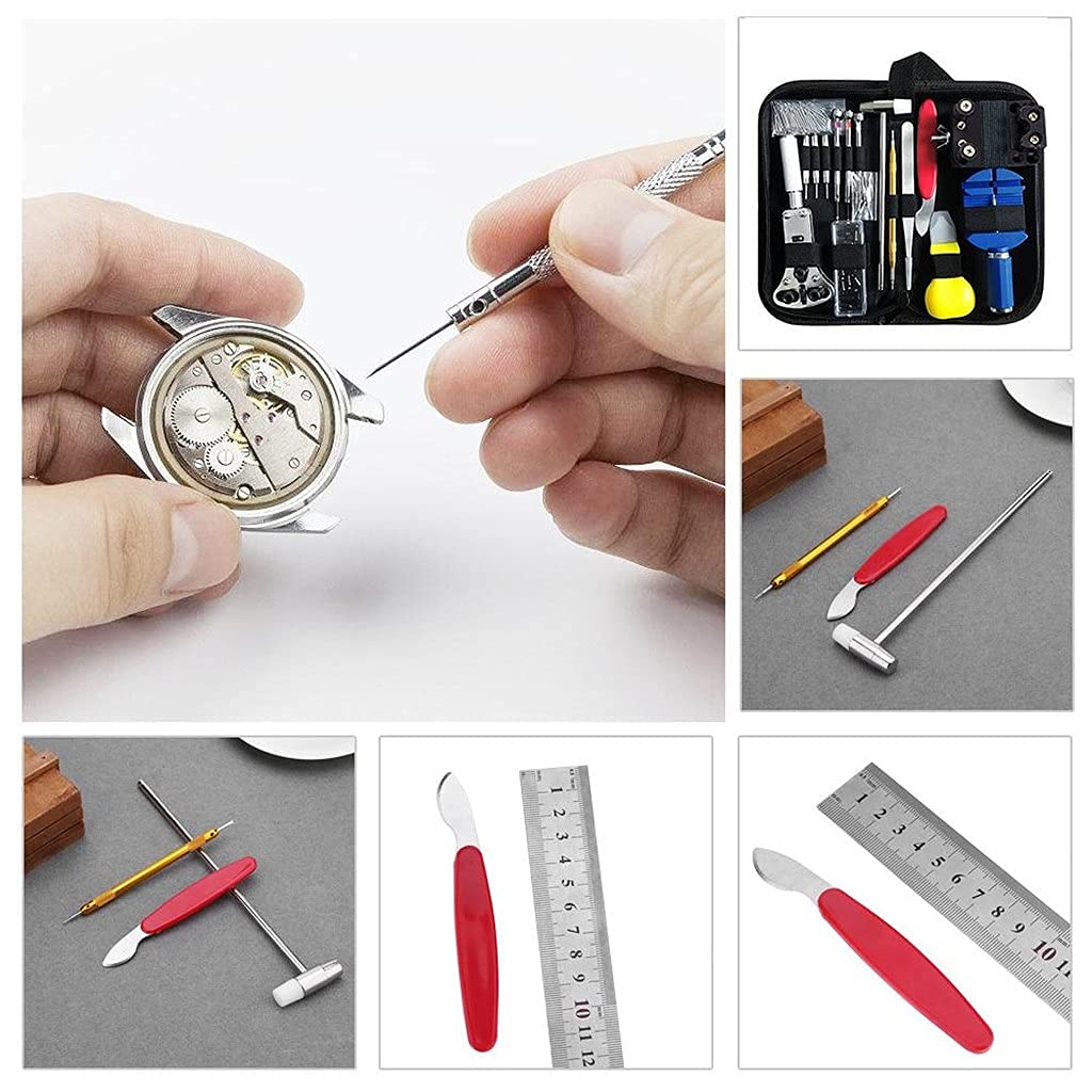 AGAATI Kit de Herramientas de reparación de Relojes, 147 Uds., removedor de pasadores de Enlace de Reloj, abridor de Caja, removedor de Barra de Resorte, Kit de Herramientas de reparación de Relojes