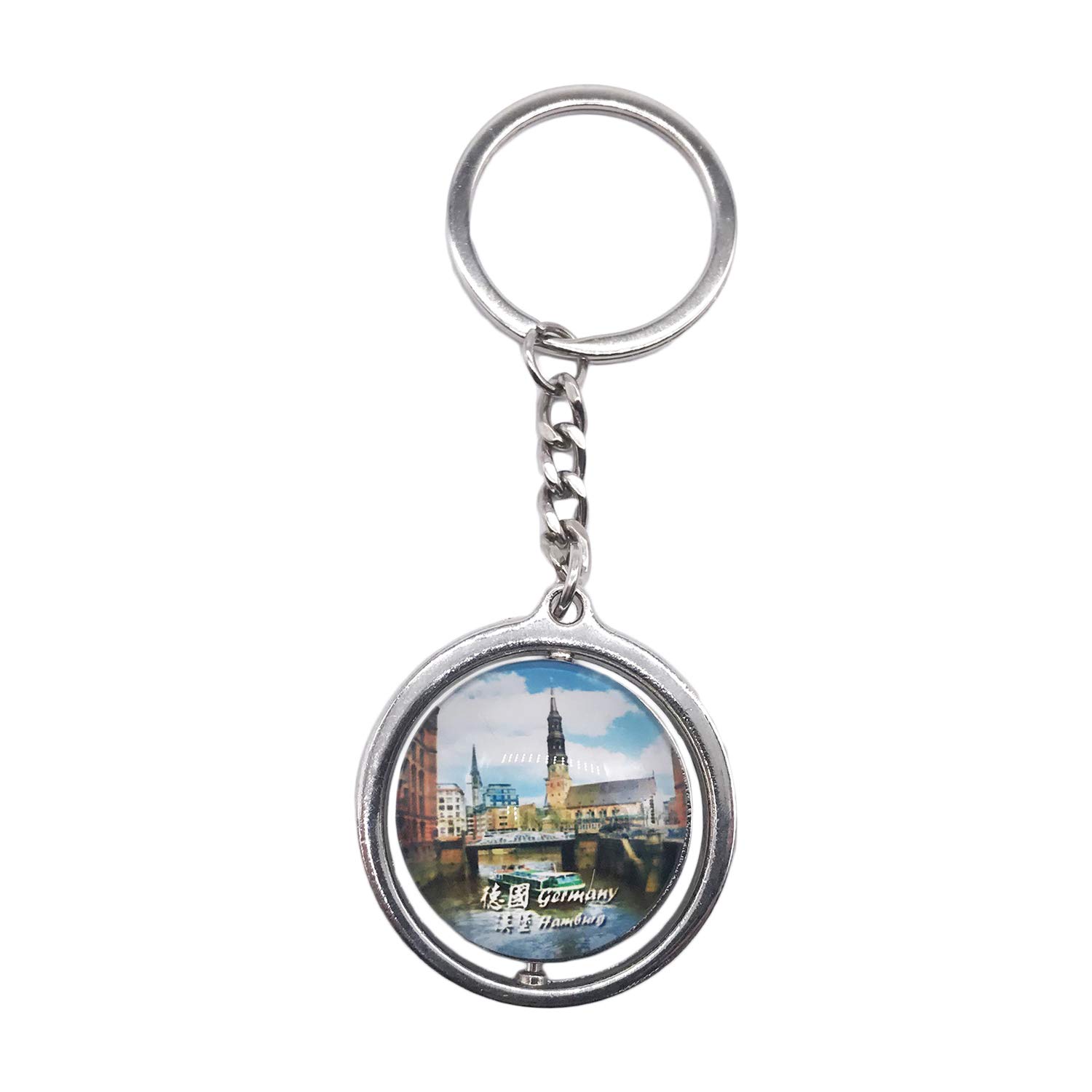 Wedarego Men's Hamburg Germany 3D Glass Crystal Keychain Keyring Rotating Decoration Tourist Souvenir Wo Accessories Gift Rotating Decoration