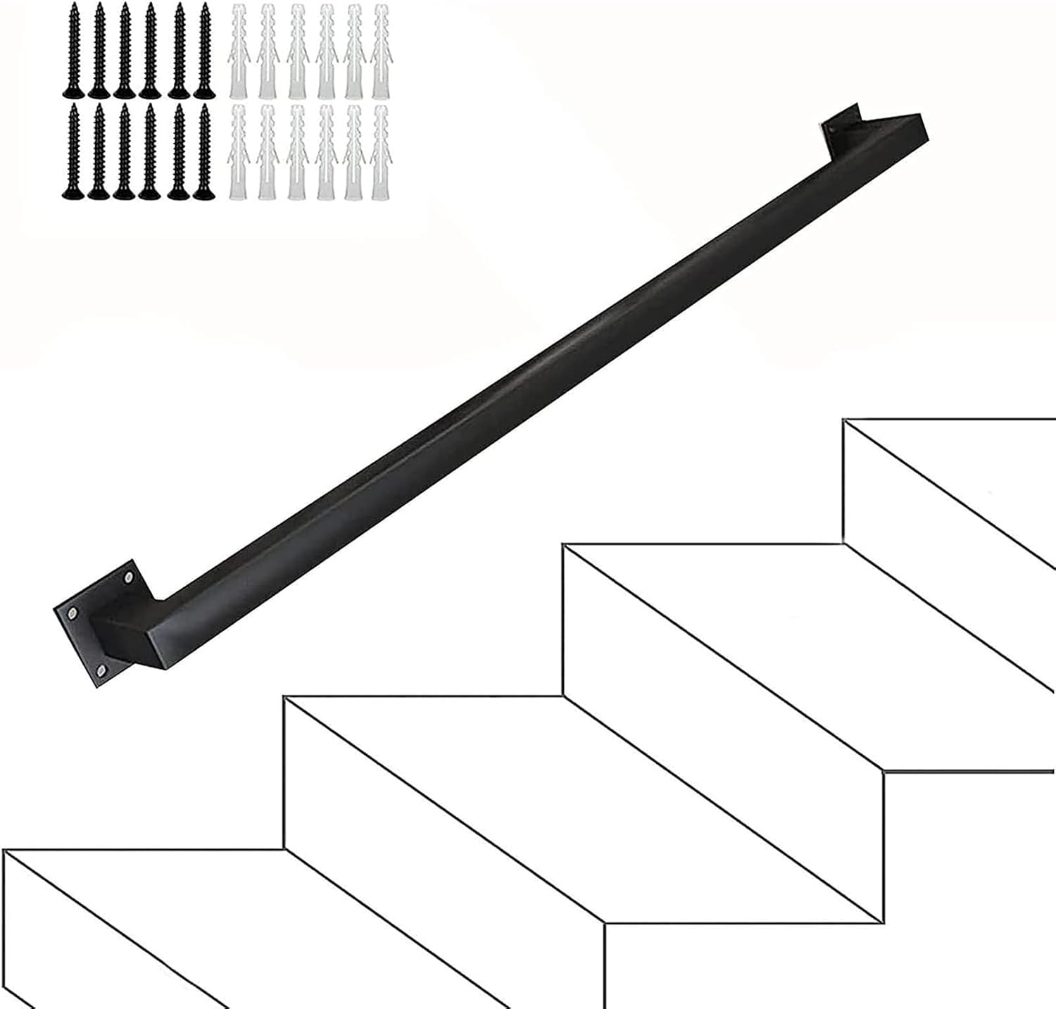 Staircase Handrails Complete Kit, Handrails for Indoor Stairs Metal