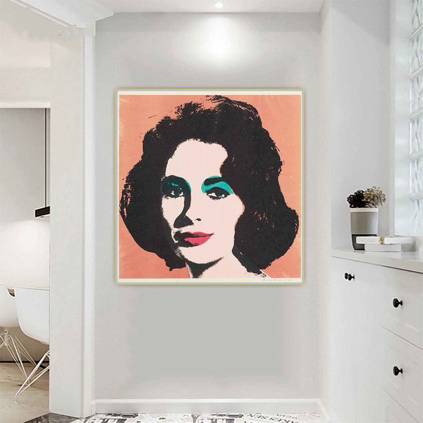 SDVIB Andy Warhol《Elizabeth Taylor》Canvas Oil Painting Art Poster Decorative Print Picture Wall Decor Home Decoration 70x70cm Frameless