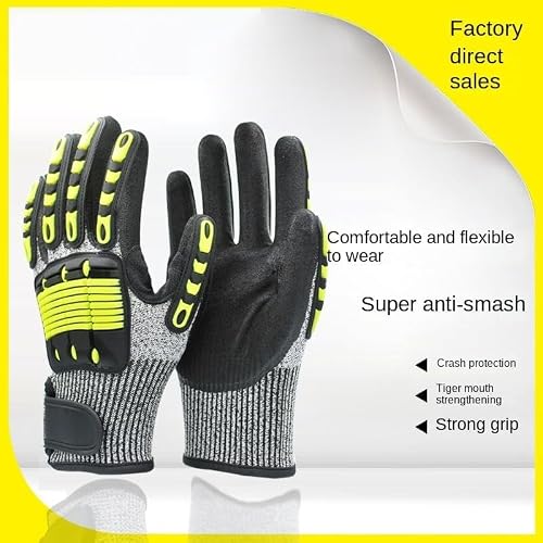 STEPMOTECH Shock - Absorbing Mechanic Gloves - Anti - Vibration, Cut - Resistant, 1 Pair for Heavy - Duty Work (1, Small)