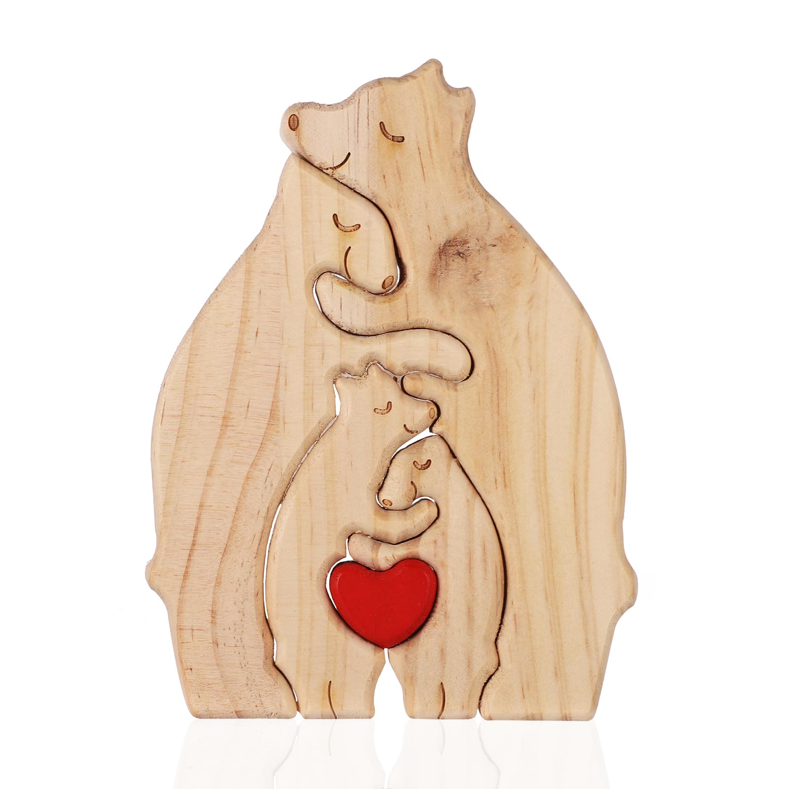 Rompecabezas Personalizados Oso de Juguete, 4 Osos Familia de Oso de Madera Personalizada Figura Madera Familia de Oso Regalos de Cumpleaños para Padres Decoración del Hogar