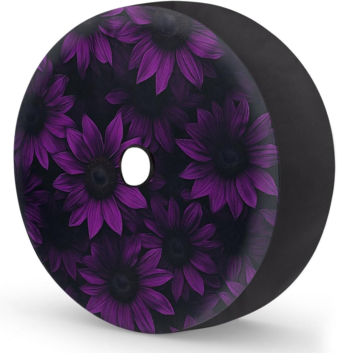 Spare Tire Cover with Backup Camera Hole Purple Sunflower Waterproof Tire Cover Fit for Rv SUV Truck Travel Trailer 17inch