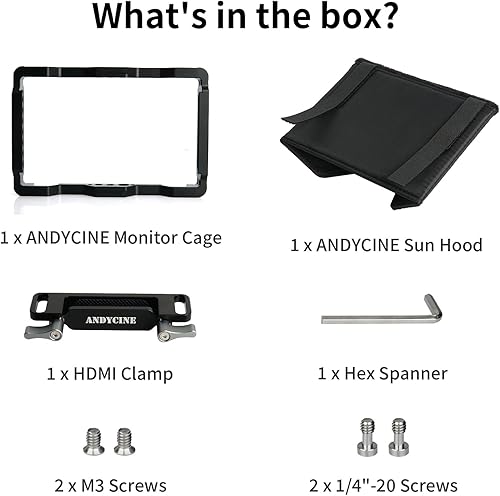 Miniatura 5 de ANDYCINE Jaula para monitor Ninja V Plus con parasol para Atomos Ninja VNinja V+, Atomos Shinobi, rieles NATO integrados y abrazadera de cable HDMI