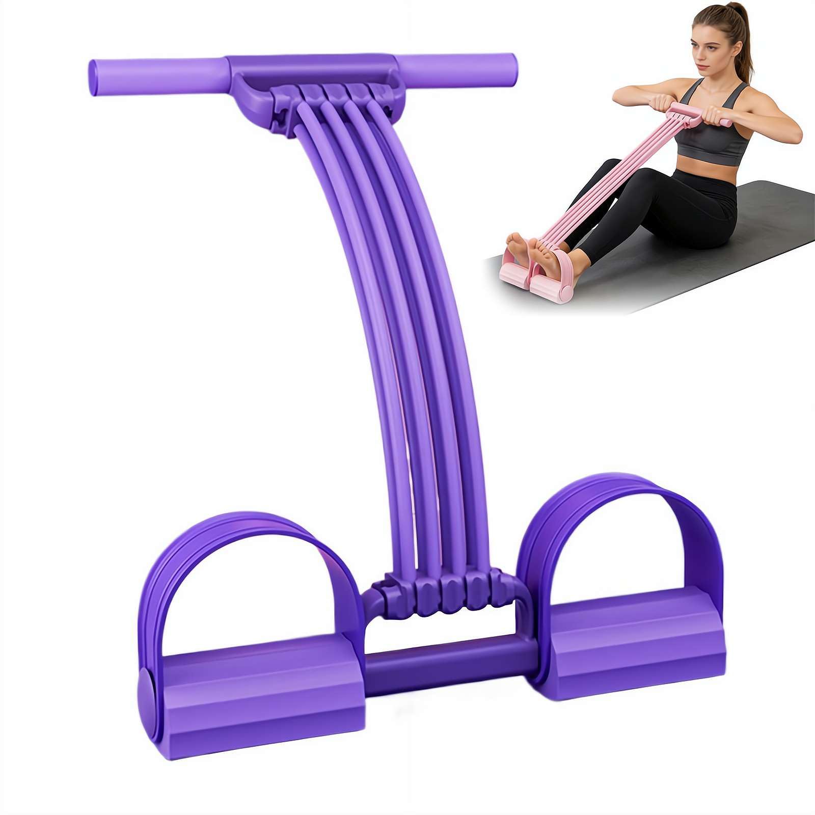 8 Tube Pedal Resistance Band for Home Gym，Adjustable Elastic Pull Rope Exerciser for Abdomen and Waist，Multifunction Sit Up Fitness Equipment for Leg Stretching，Portable Strength Trainer