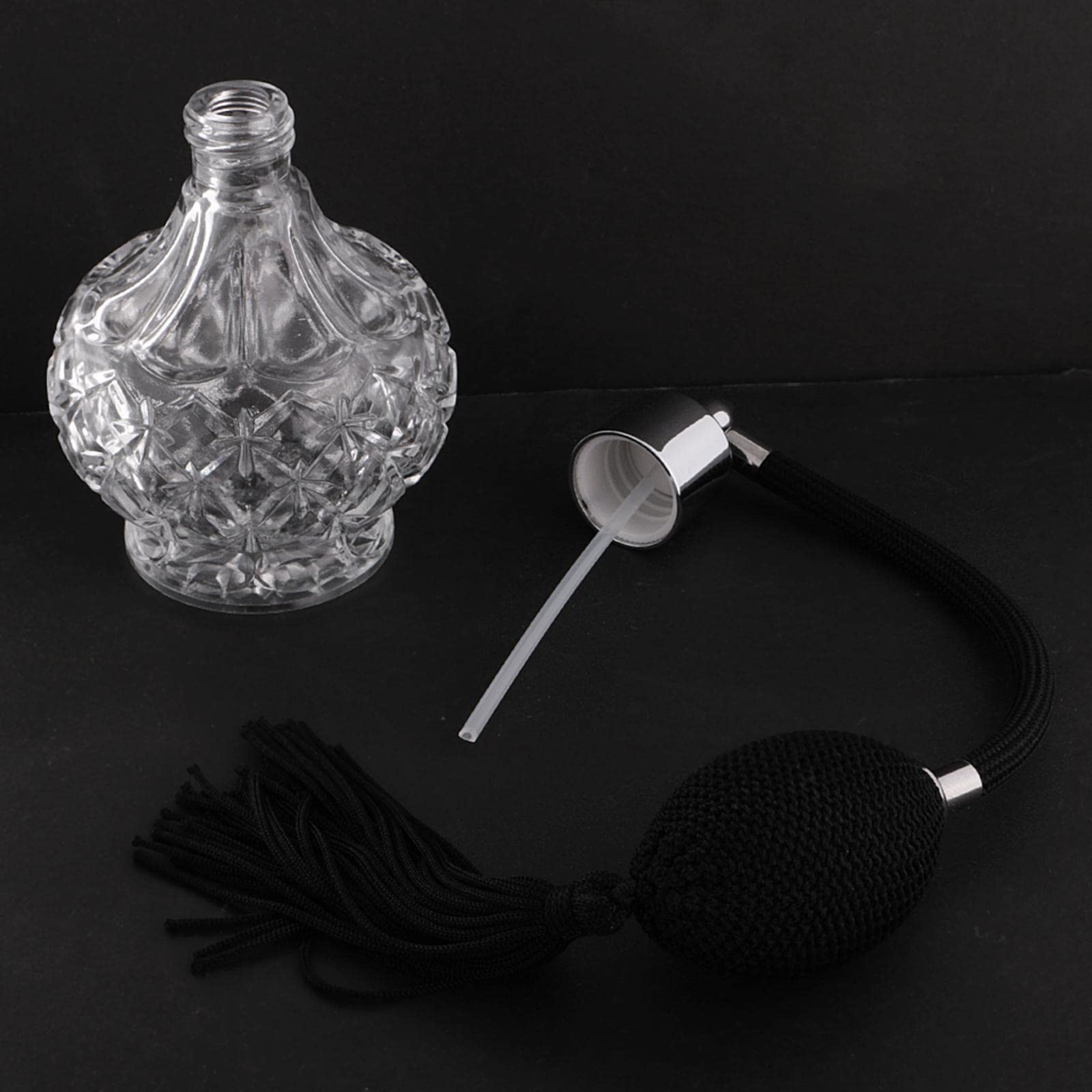 Parfümflasche Kristallparfümsprühflasche Nachfüllbare Glasflakon Zerstäuber Metallverschluss 100ml für Schlafzimmer Wohnzimmer Geschenk, Schwarz
