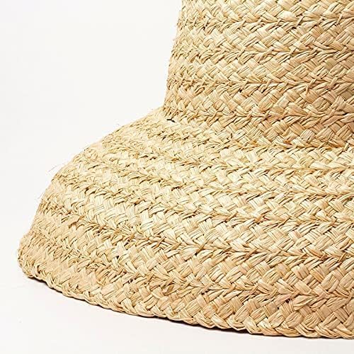 Sombreros de playa hechos a mano para mujer, estilo retro, plano, de ala grande, sombrero de paja para mujer, para exteriores, sol, playa, verano