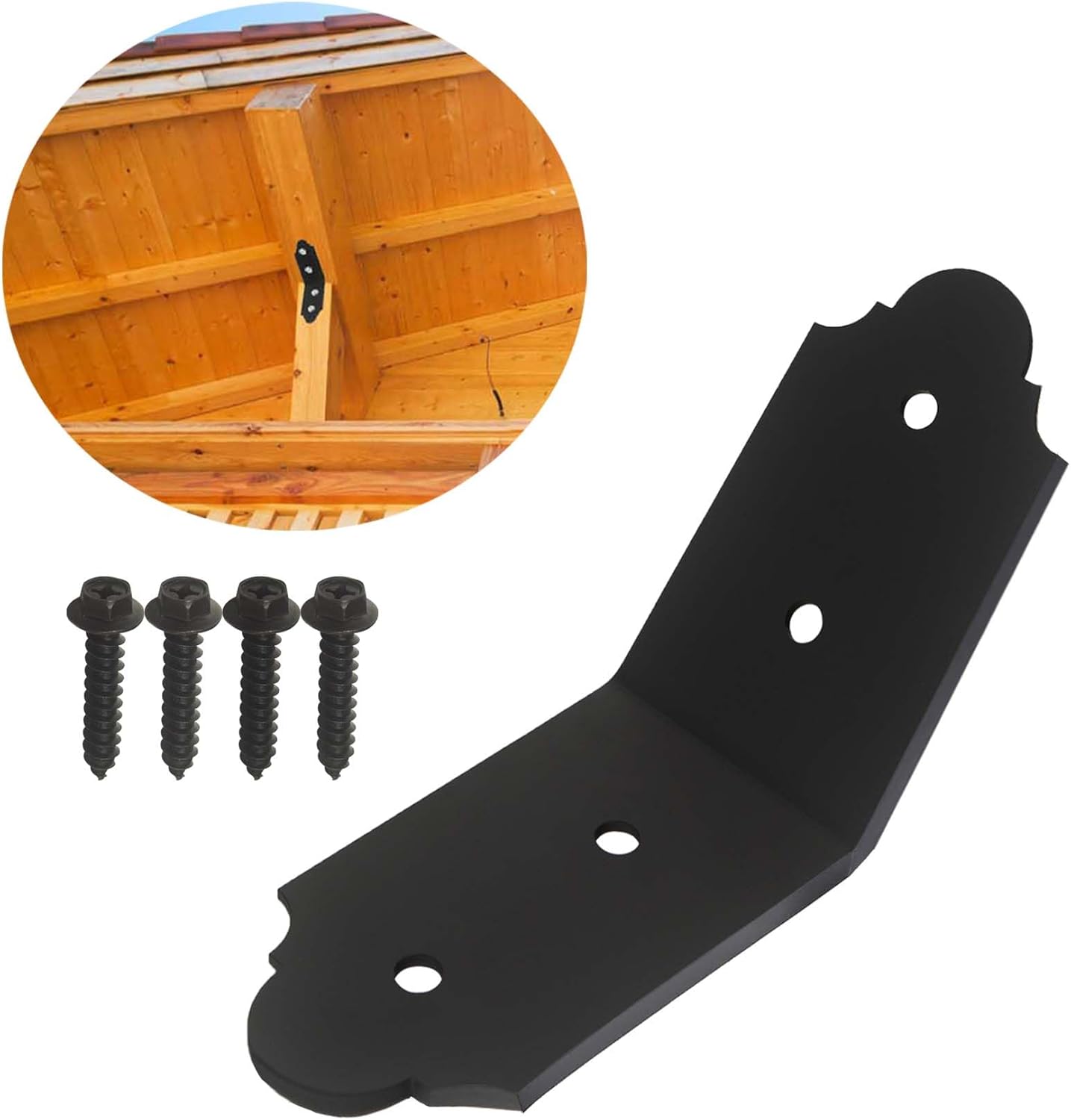 4Packs 45-Degree Angle Bracket Decorative Knee Braces, 6" Heavy Duty Flush Inside 45-Degree Connector Brace, Outside 45 Degree Mount Bracket Building Accessories Products
