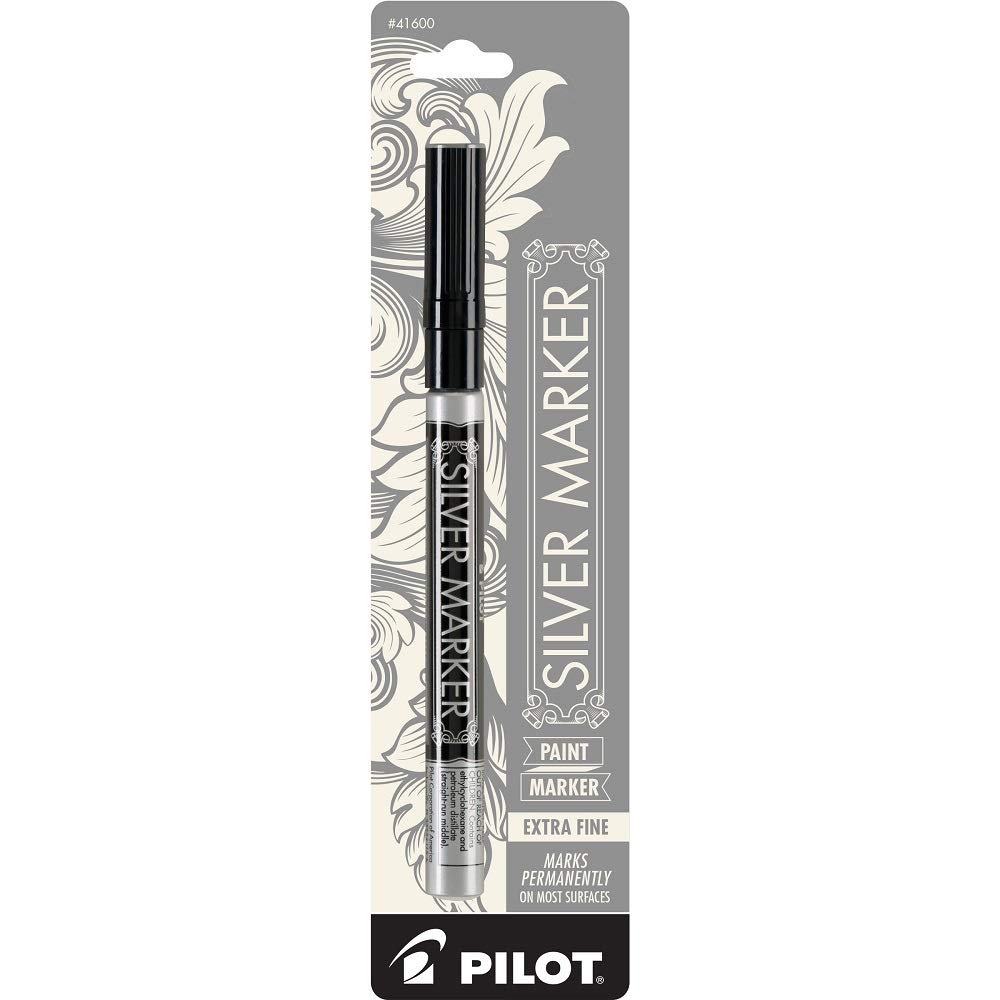 PIL Pilot Extra Fine Point Silver Marker, Permanent Ink, 25 Count