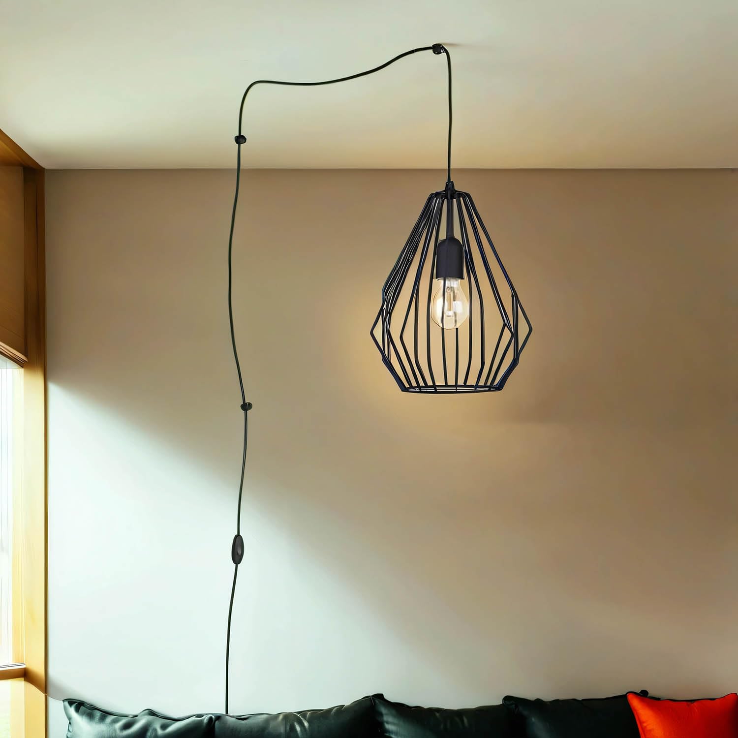 Hanglampenset met stekker vintage plug in hanglamp keuken
