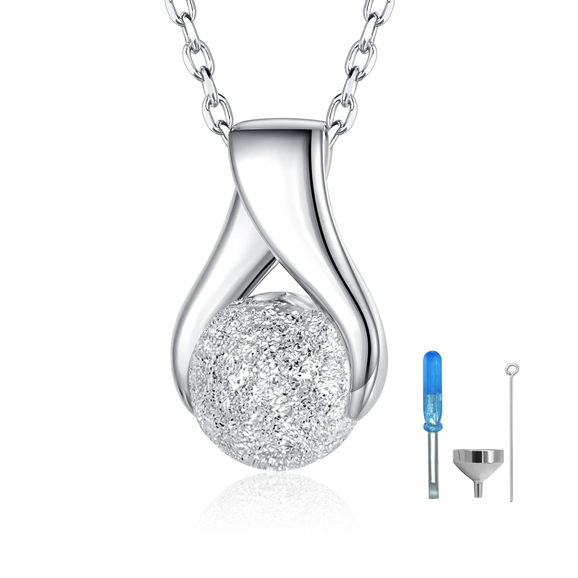 925 Sterling Silver Urn Cremation Ashes Memorial Keepsake Teardrop Eternity Memorial Pendant Mom Dad Jewelry for Women