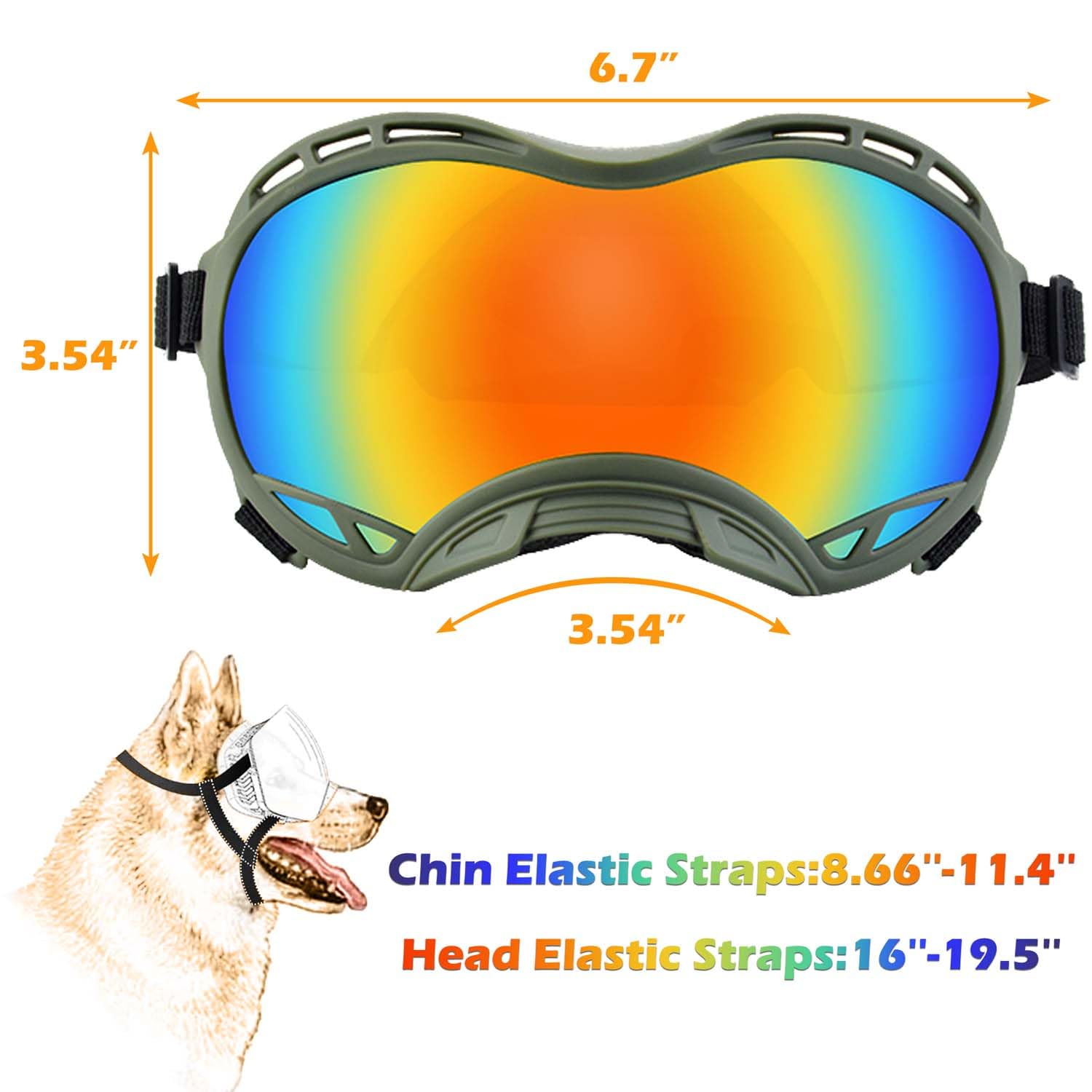 Dog Sunglasses,Doggles Anti-UV Protection,Pet Sunglasses with Adjustable Strap,Suitable for Motorcycle Car Driving Bike Riding Hiking Swimming Wind Dust Fog Dog Eye Protection - Image 3