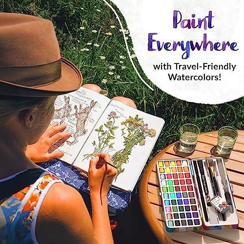 Funcils Water Colour Paint Set - Watercolor Paint Set for Kids, Adults, Beginners | 50 Artist Quality Professional Watercolor Paint Kit - Watercolour Paint Palette, Painting Art Supplies for Adults 8 61pspZASSML. AC