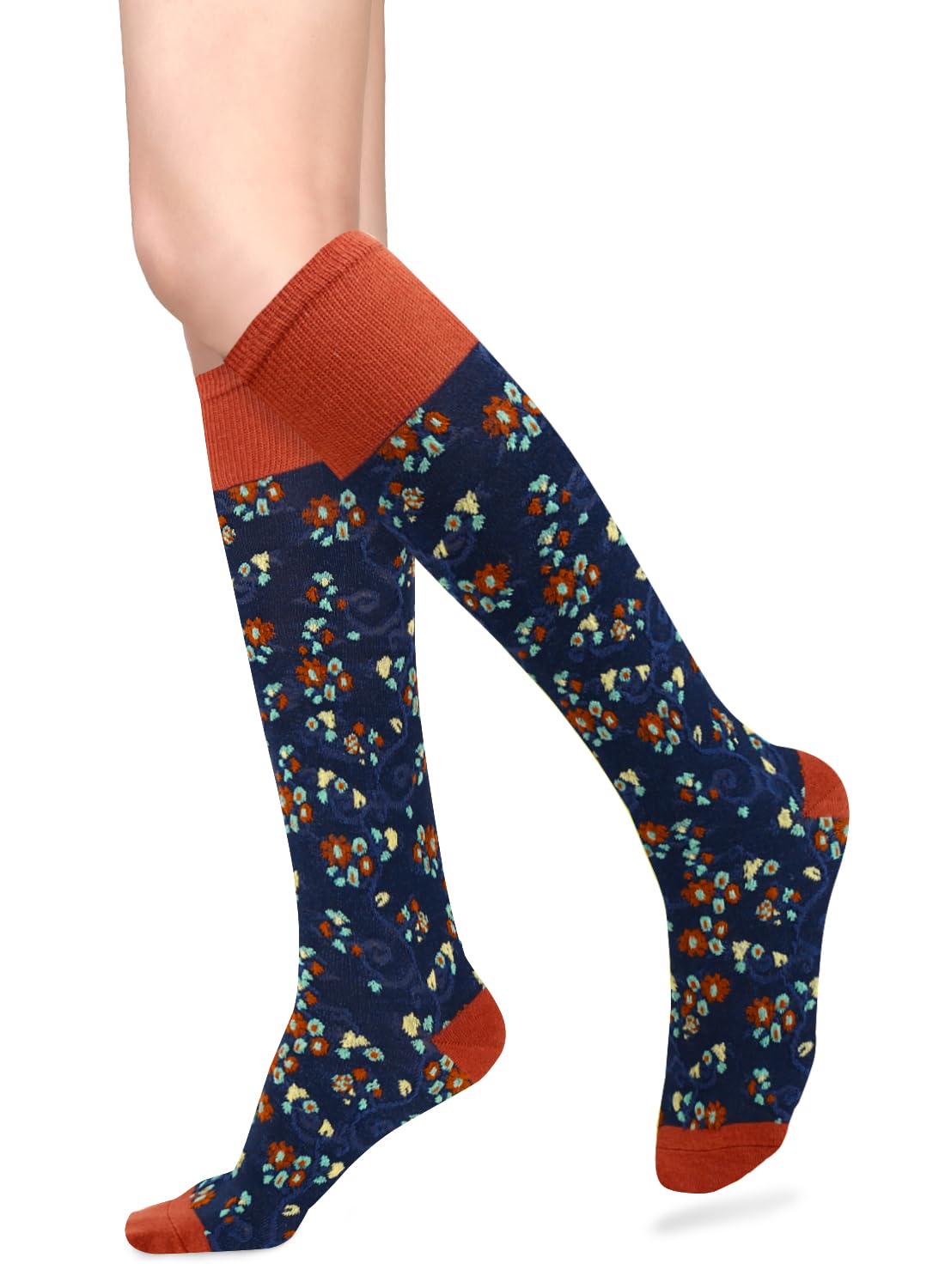 Benefeet Sox Calcetines hasta la rodilla para niñas, bonitos calcetines florales hasta la rodilla, coloridos y coloridos con estampado de flores kawaii, calcetines de algodón para regalo