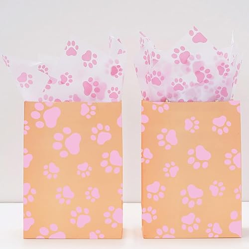 Miniatura 7 de Whaline 100 piezas de papel de seda con estampado de patas de mascotas, papel de regalo azul y blanco, papel de embalaje de patas de perro, papel de