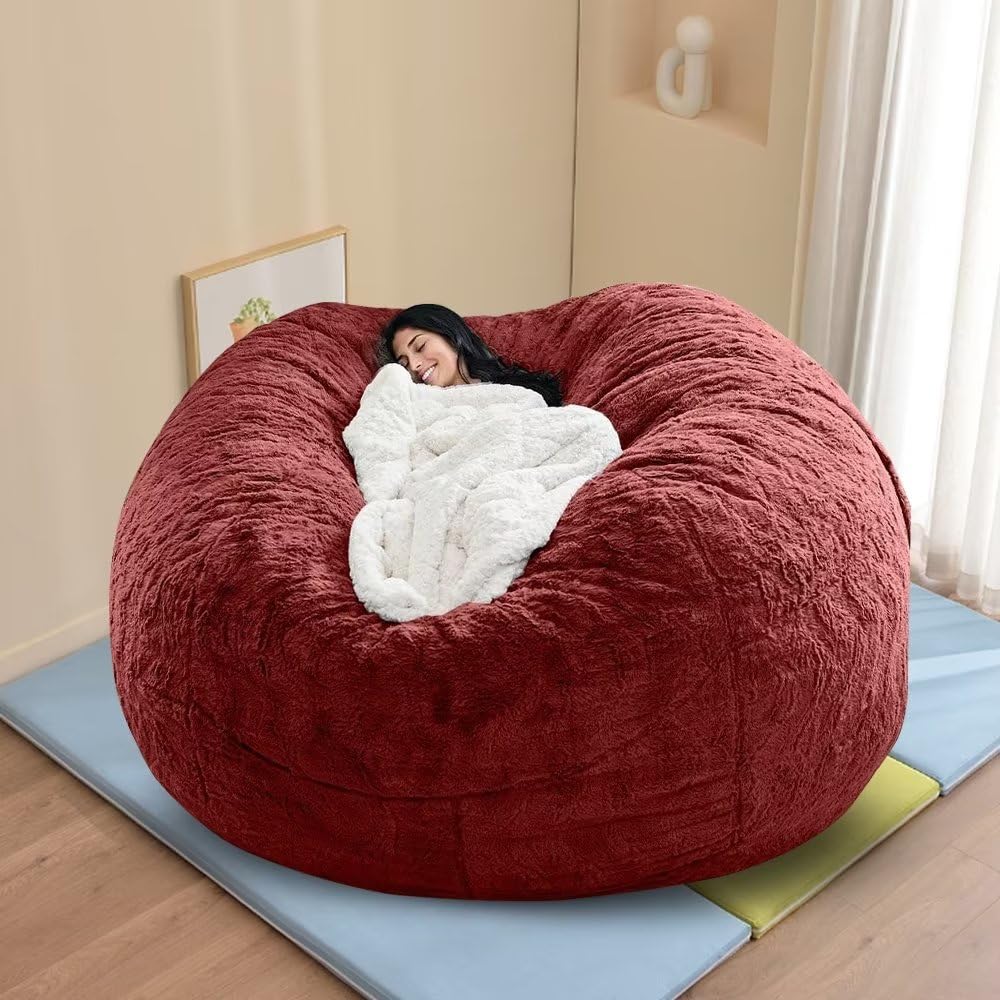 GOFOHIMI Faux Fur Bean Bag Chair(No Filler), Luxury Fluffy Bean Bags Adult, Room Decor Lounge Chair Beanbag, Living Room Bean Bag Chairs Adult