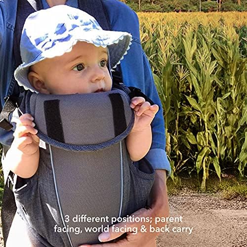 Nuby Newborn Baby Carrier  Ergonomic Design | Easy Adjustable | Lightweight | Suitable from Birth (Dark Grey)