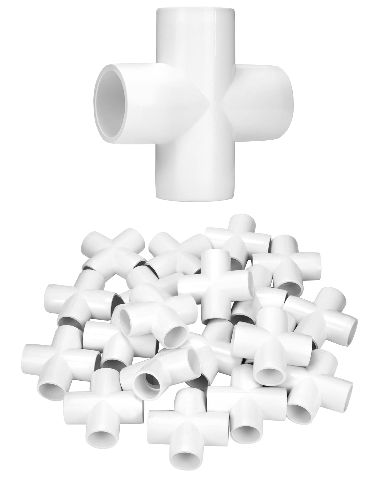 Raccord croisé en PVC de qualité meuble 4 voies QWORK blanc 1,27 cm