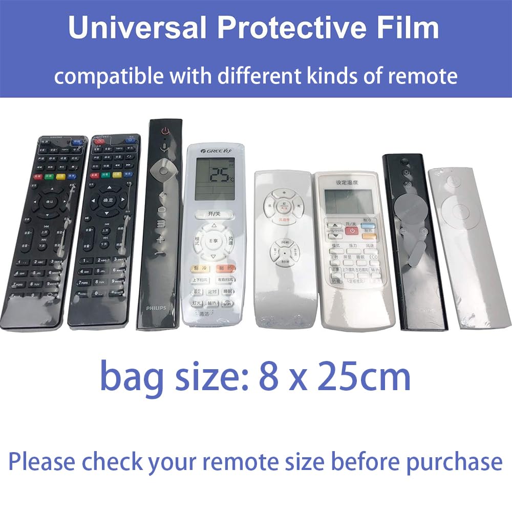 Sacs rétractables en Plastique antipoussière imperméables Transparents pour télécommande LG climatiseurs (8 x 25 cm) Lot de 20
