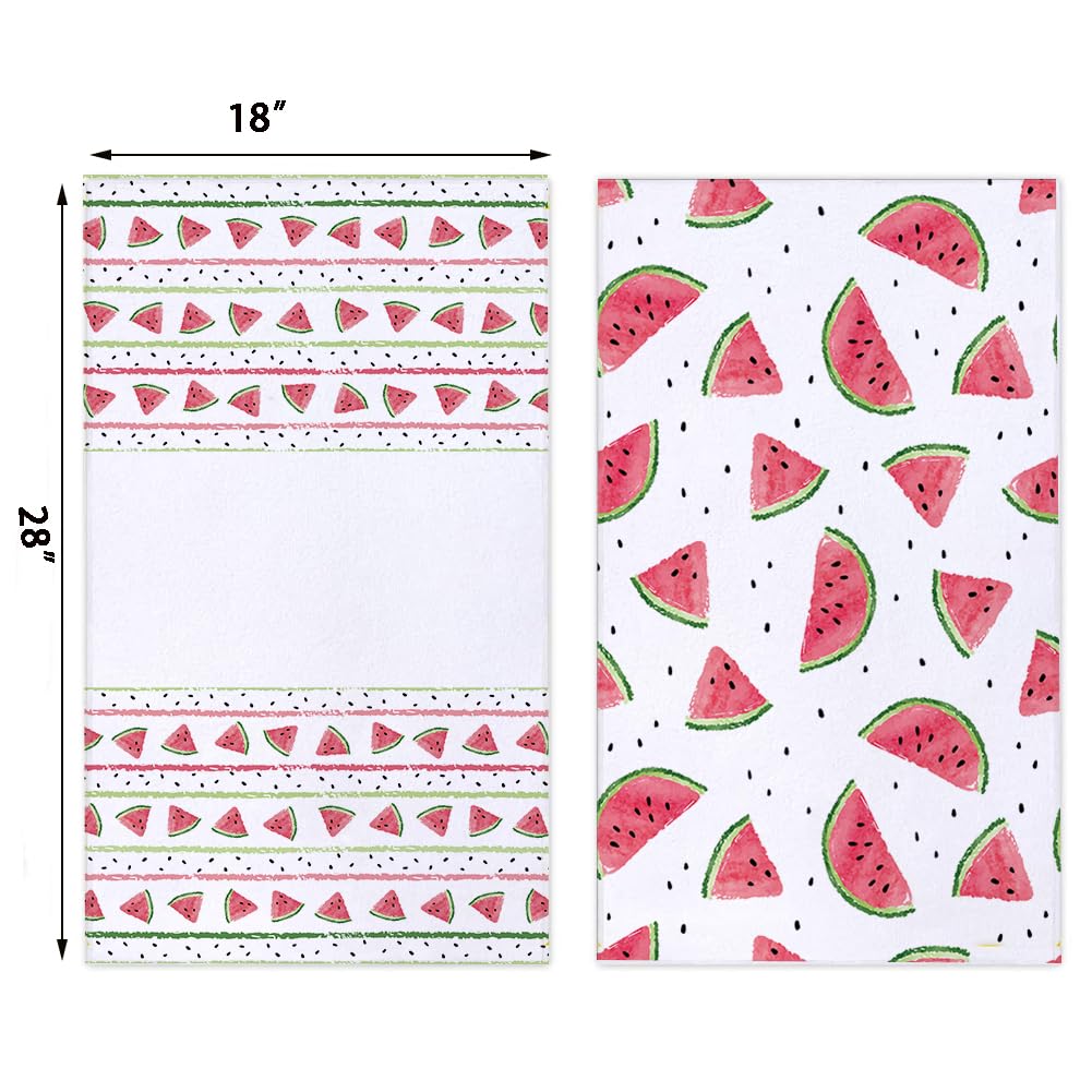 Juego de 2 paños de cocina de acuarela y sandía de 18 x 28 pulgadas, paños de cocina de verano de temporada para cocinar y hornear