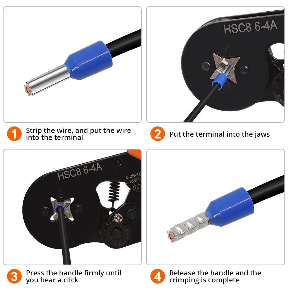 Pinza Crimpatrice Per Cavi - Con 1200 Capicorda Isolati 0.25-10mm², Kit Professionale - Foto 8