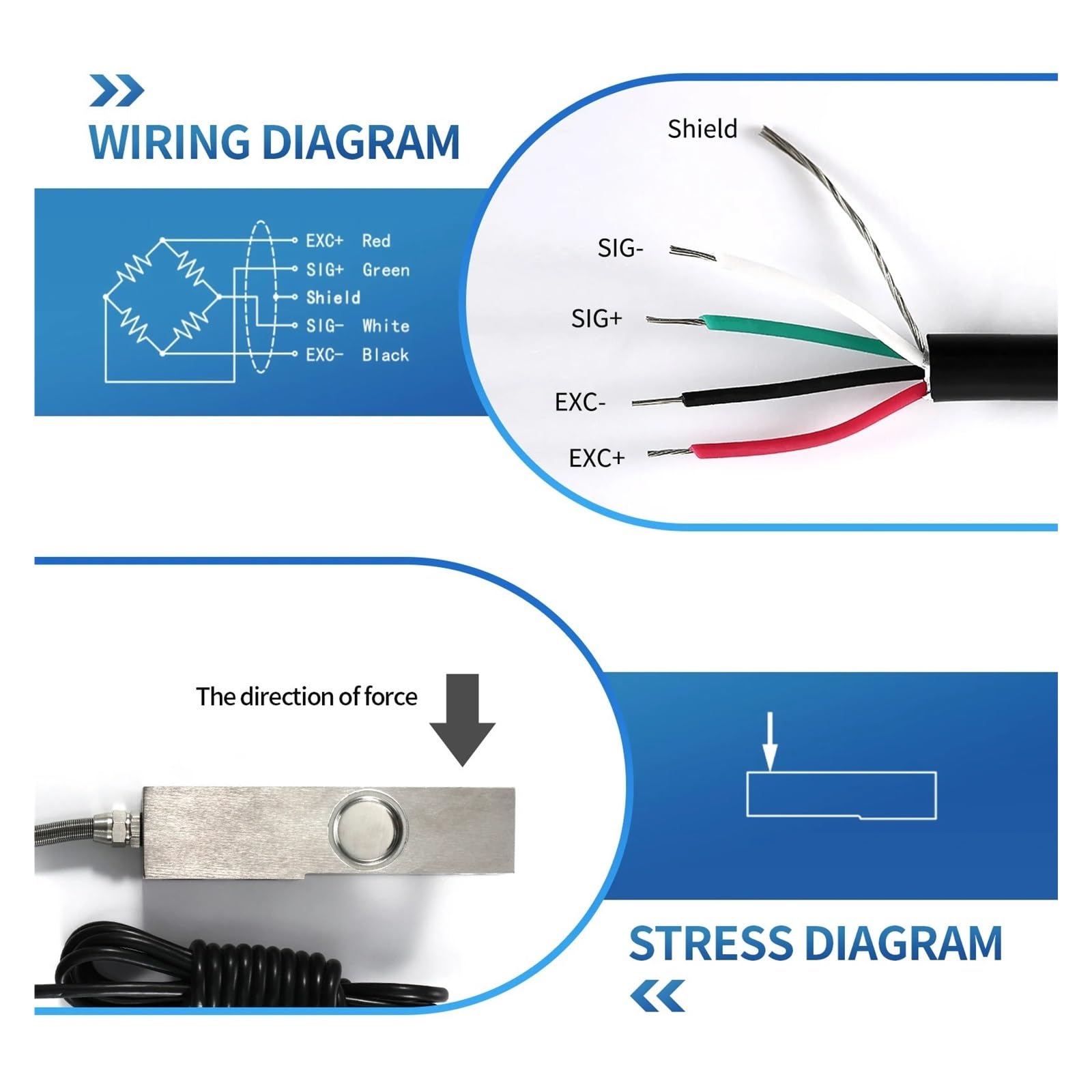 Célula de carga Sensor de celda de carga con módulo de plataforma de pesaje, báscula de cinta de pesaje de presión de puente de báscula dinamométrica(0-500KG KIT)