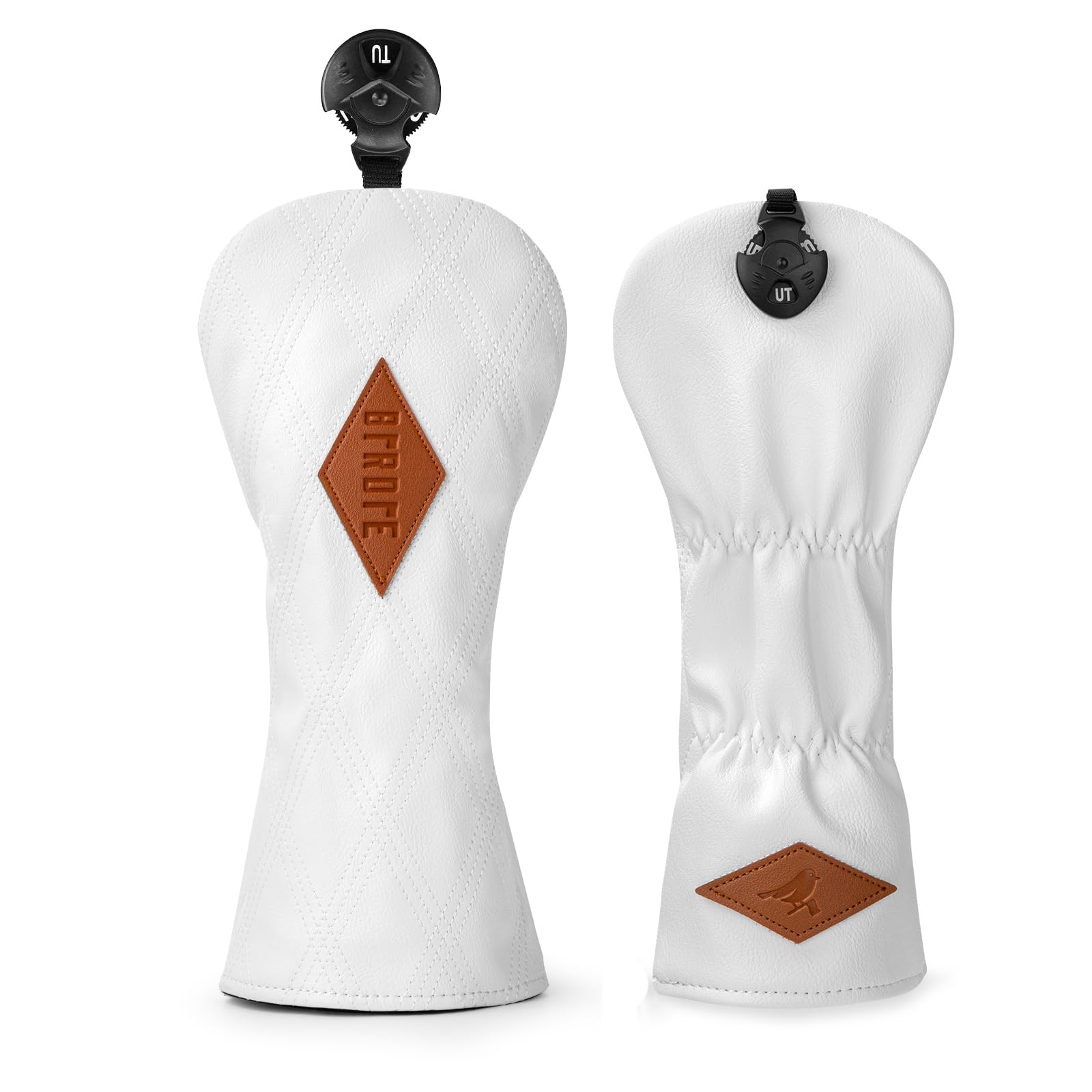 Golf Club Head Covers for Driver Cover, Fairway Wood Cove Hybrid Headcover, Birdie Premium Leather Golf Headcovers Set with Interchangeable No. Tags