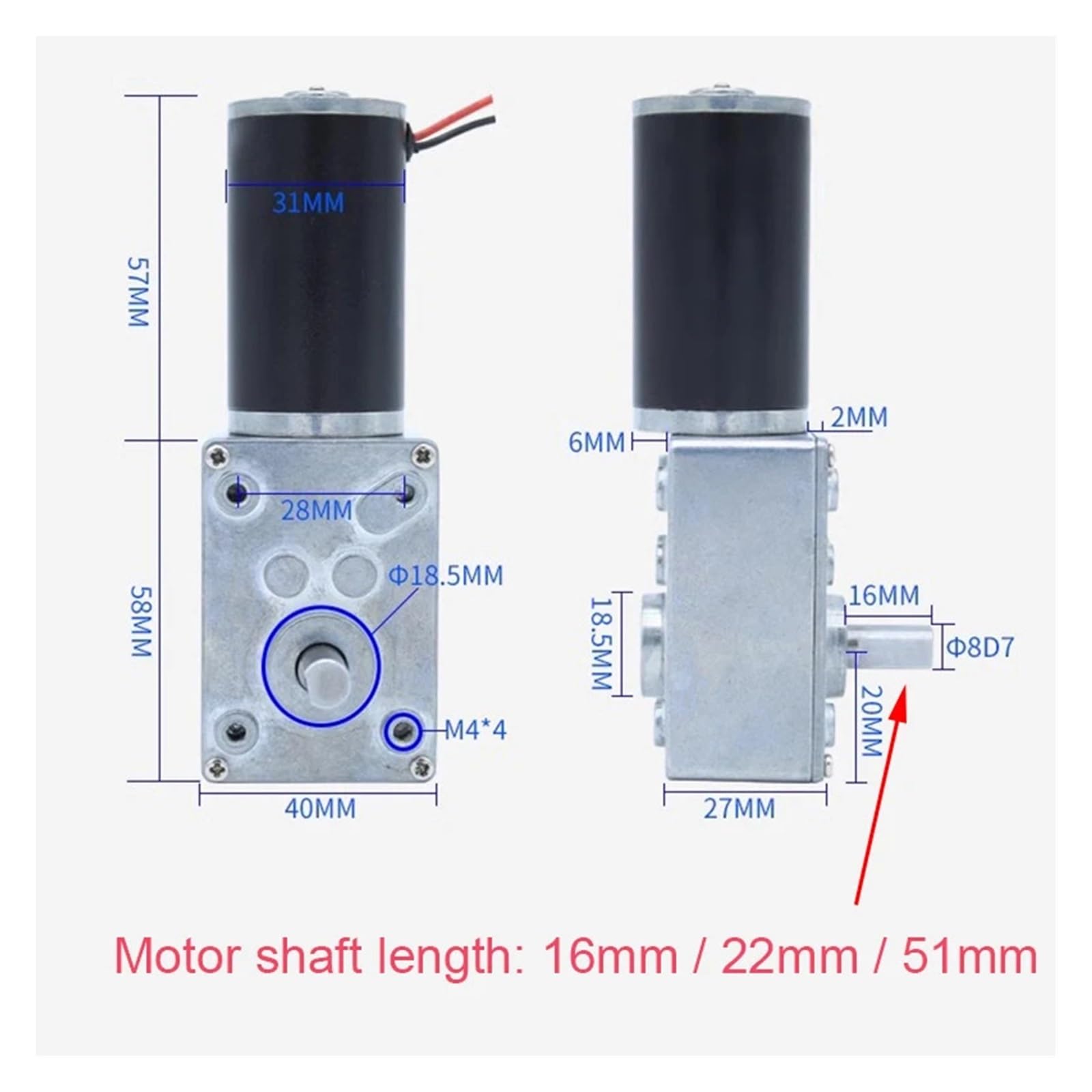 12V 24V DC Motor Reduction Motor with Self-Lock High Torque Turbo Worm Geared Motor Reducer Motor 16mm/22mm/51mm Long Shaft(12V 12RPM,16mm)