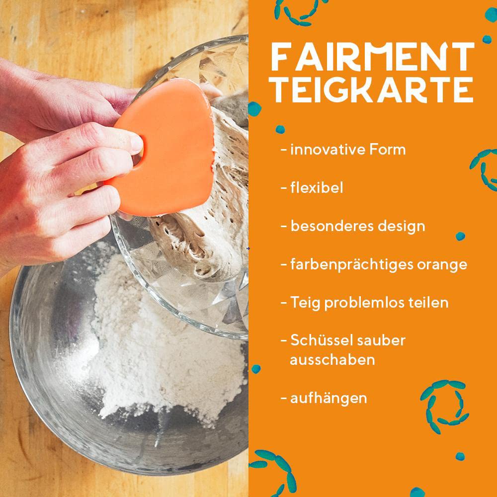 Sauerteig Starter Kit von fairment - Sauerteigbrot selber backen, inkl. Roggensauerteig Anstellgut (vegan, bio), Gärkörbchen, Teigschaber, Gärglas mit 473ml Fassungsvermögen, Rezept