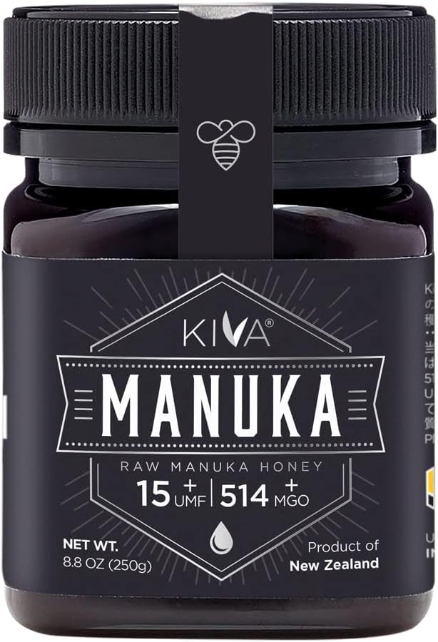 Manuka Honey Kiva UMF value of 15 or higher, unrefined manuka honey (8.8 oz (250 g)
