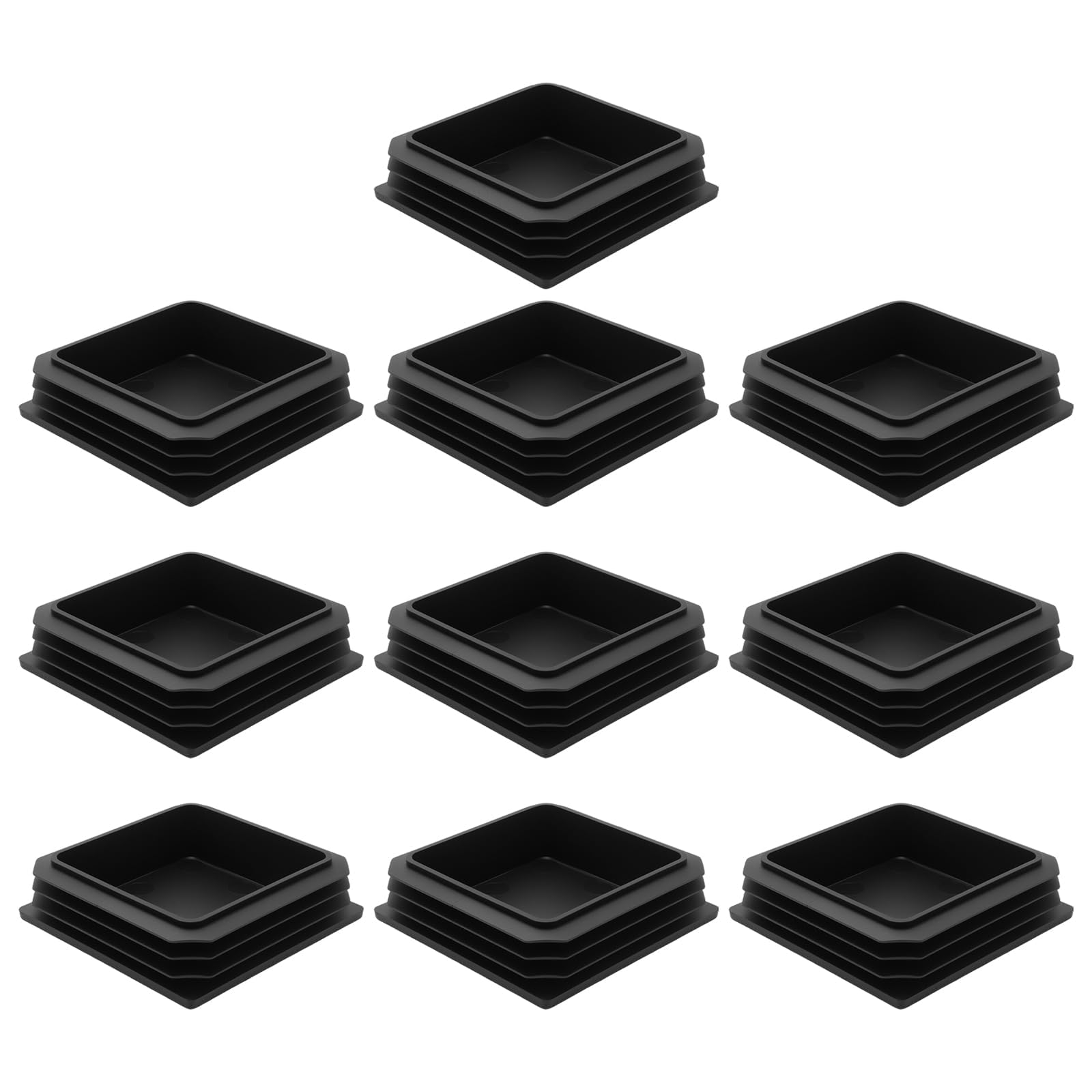 Hoypeyfiy 10-pack 100 x 100 mm Square Plastic Plugs, Black Insert Plugs, Non-slip Tube Plugs, Protective Caps for Tables, Chairs, Beds, and Other Furniture
