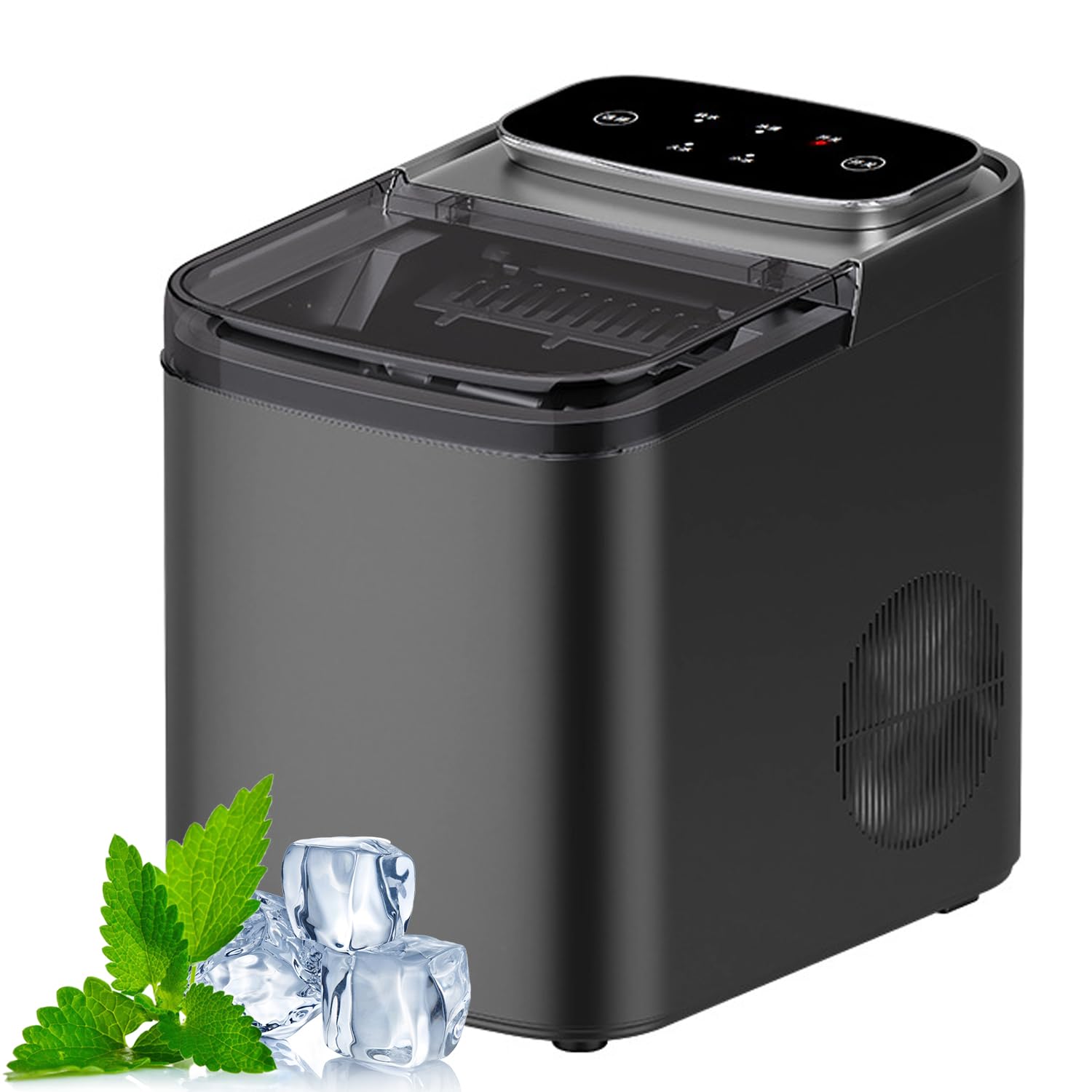Máquina de fabricantes de hielo, encimera de fabricante de hielo de pellets con una máquina de hielo de pepita portátil y autolimpiadora para cocina, compacta con base antideslizante para bebida gray