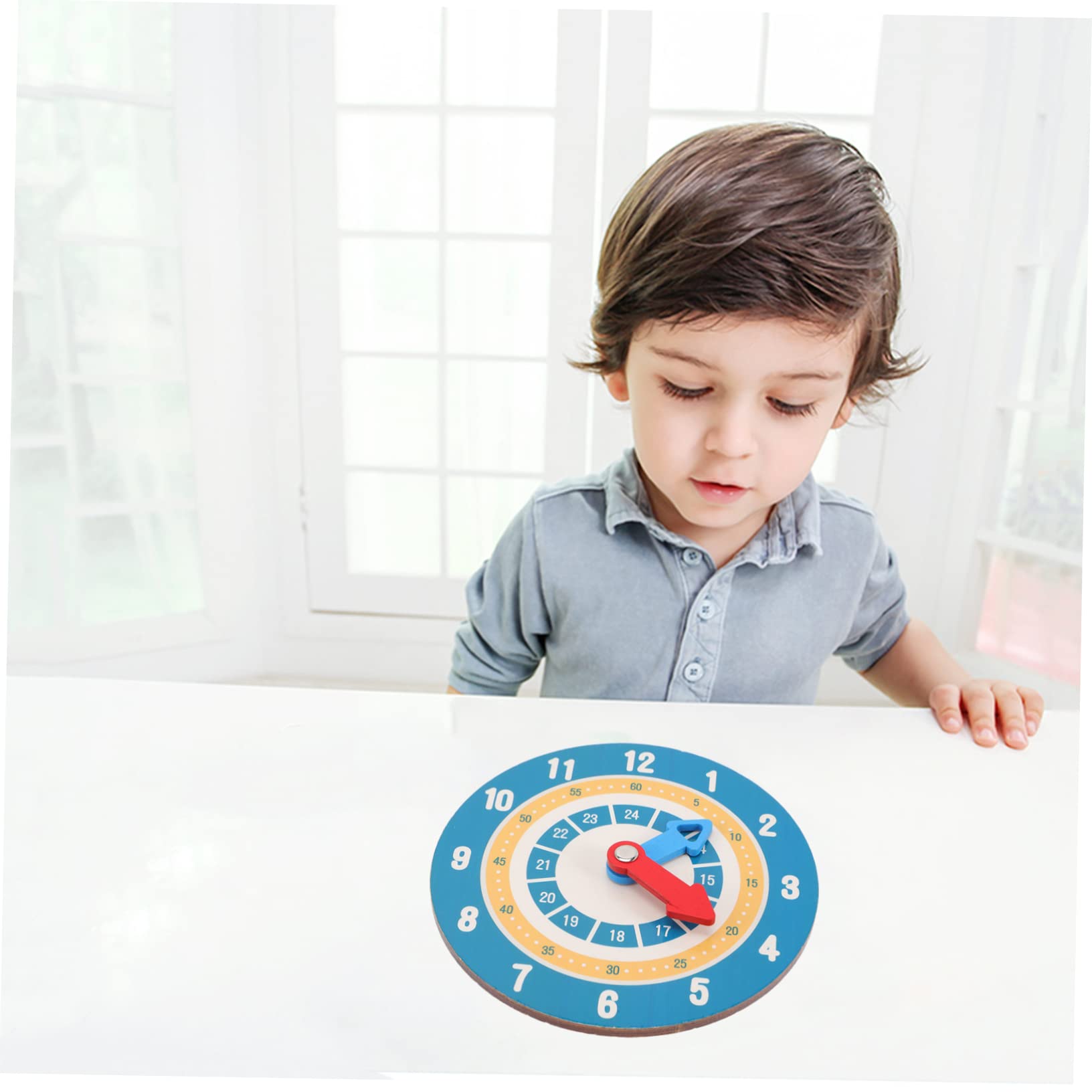 ULDIGI Wooden Time Learning Clock Math Teaching Clock Kid Wooden Teaching Clock Math Addition Subtraction Learning Toy