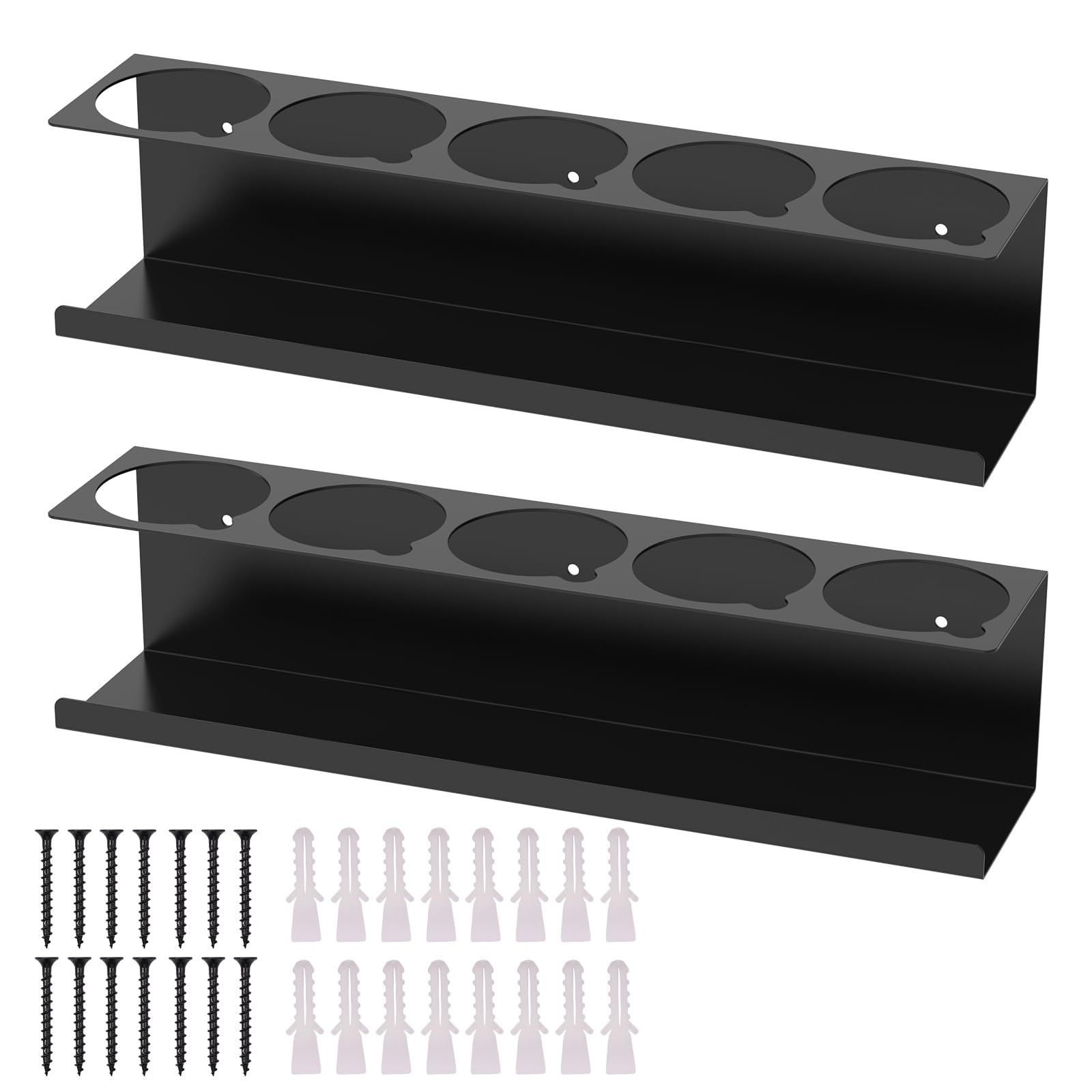LuLobtg Spray Bottle Holder with 5 Holes Spray Can Rack Organiser Wall Mounted Space Saving Aerosol Spray Storage Rack for Garage Workplace Home(2pack)