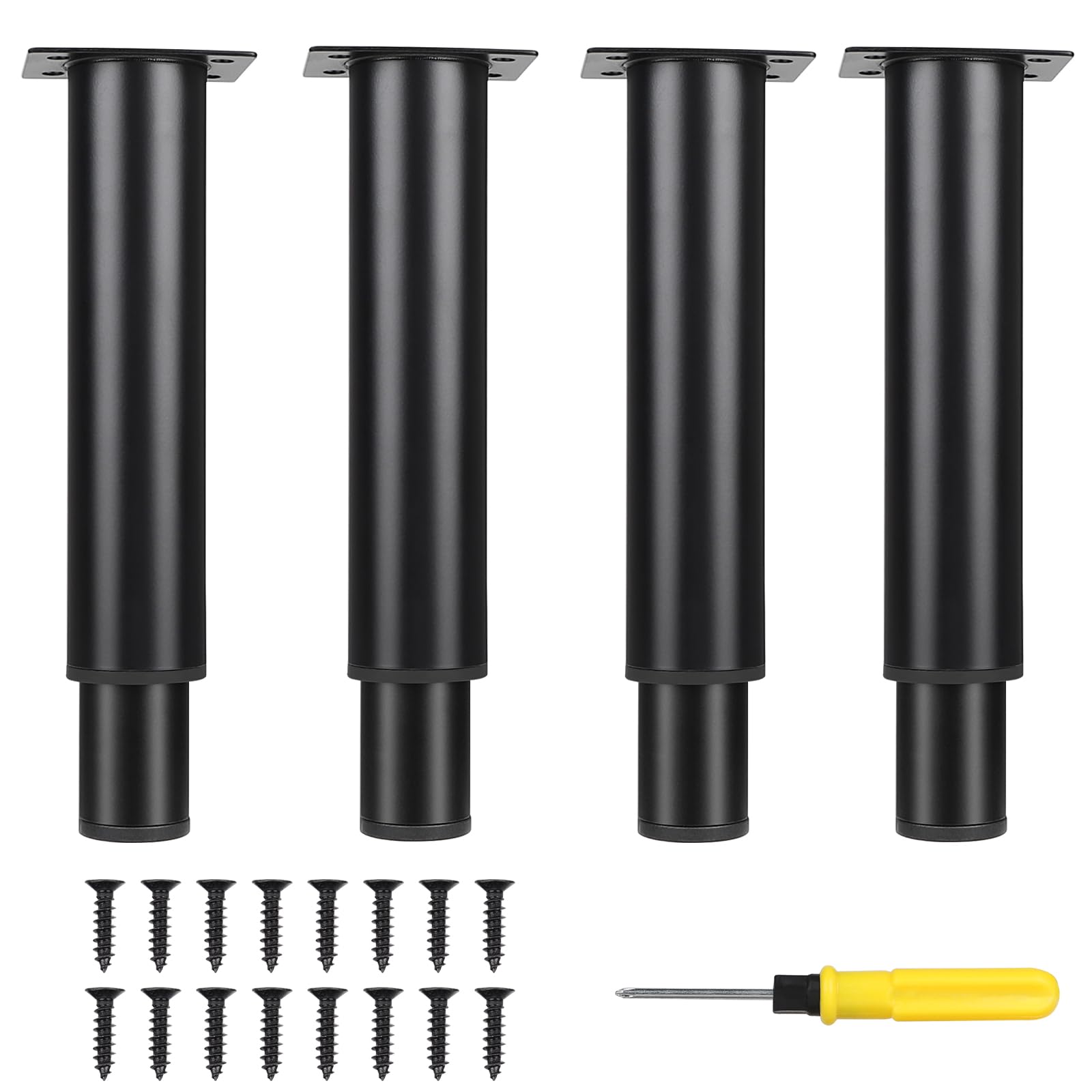 Piedini Regolabili Per Mobili - 4 Gambe Con Gommini Antiscivolo, Altezza 18-30cm, Nero - Foto 8