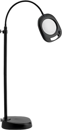 Daylight Company LED Floor Lamp and Table Lamp, Standing Lamp for Living Room, Bedroom, Salon, Office, Touch Control, Flexible Arm, Sleek Design, Multipurpose, Magnifier Lamp, Black