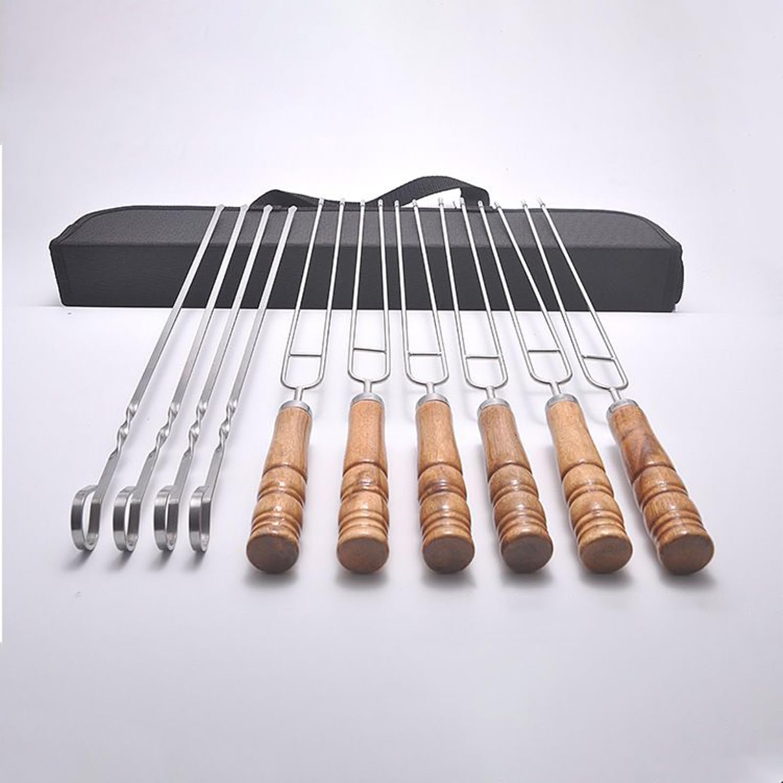 Brochetas De Parrilla Largas e Inoxidables para Pollo, Carne, Verduras | 10 pinchos kebab para barbacoa para pollo, carne, gambas, filetes, salchichas, exterior y picnic familiar