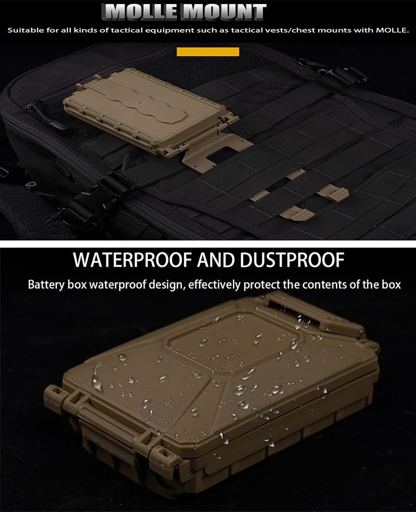 Boîte De Batterie Modulaire Tactique, équipement De Chasse Airsoft CS étui De Rangement De Batterie Modulaire Extérieur pour Batterie CR2032/AAA/18650/18350/CR123A